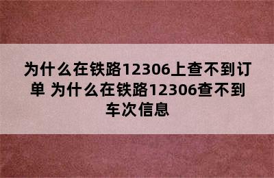 为什么在铁路12306上查不到订单 为什么在铁路12306查不到车次信息